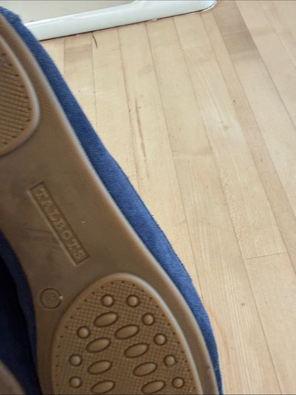Talbots Navy Suede Moccasin Flats with Mint & Pink Sailboat Embroidery - Picture 3 of 10